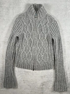 Vintage Y2K Abercrombie Fitch Pullover Mädchen L Wollmischung Zopfmuster Crop Full Zip - Bild 1 von 7