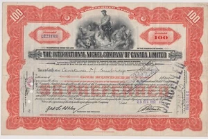 Certificado de acciones limitadas de International Nickel Company of Canada - Imagen 1 de 1