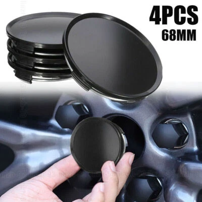 4x Black 68mm (62mm) Universal ABS Car Wheel Center Hub Cap Covers Blank Emblem - Image 1 of 4