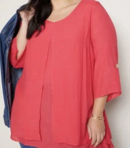 Autograph Plus Size 26 Double Layer Tunic Top Rose Pink Brand New - Picture 1 of 4