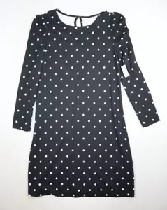 Old Navy Women's T-Shirt Dress Size M Black White Polka Dot Long Sleeve NEW - Picture 1 of 7