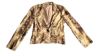 Joseph Ribkoff Long Sleeve Animal Print Blazer Jacket Women's Size 8 Brown Poly - Image 1 of 4