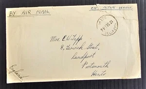 1946 India Airmail On Active Service Cover cd RAFPOST-Portsmouth - Picture 1 of 2