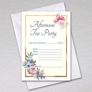 Afternoon Tea Party Invitations garden party invites pack A6 Elegance - Picture 1 of 1
