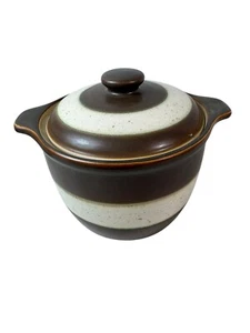 Vintage Denby England Ceramic Casserole, Bean, Soup Bowl Dish W/Lid, Brown & Tan - Picture 1 of 5