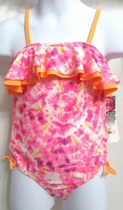 Kensie Niña Traje De Baño Una Pieza Niña Talla 4 Nuevo Rosa y Naranja UPF 50 - Imagen 1 de 7