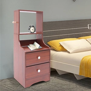 2in1 Hochbett Beistelltisch Modern Nachttisch mit 2 Schubladen & Ablage dunkelbraun - Bild 1 von 13