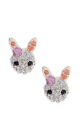 Silver-Tone Embellished Easter Bunny Stud Earrings with Faux Crystals  NEW