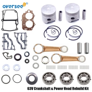 63V Crankshaft & Power Head Rebuild Kit STD For Yamaha 2T 9.9 15HP 2 Cyl 9.9FMS - Picture 1 of 26