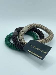 L. Erickson Grab and Go Pony Tube Hair Ties, Neutral Metallic 5x 3pack - Picture 1 of 4
