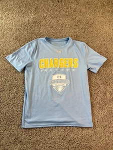 Under Armour Shirt Boys Large Blue Yellow Flag Football HeatGear Kids FLAW - Picture 1 of 10