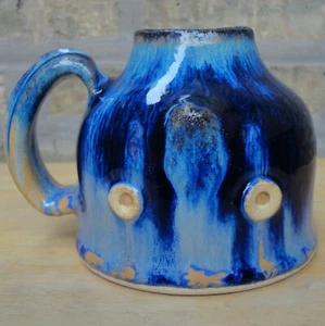 Vintage Jack Pott Upside Down FACE MUG Studio Pottery Blue Glaze Stoneware USA - Picture 1 of 7