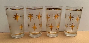 Mid Century Modern 4 vasos esmerilados Bartlett Collins Atomic Starburst - Imagen 1 de 16
