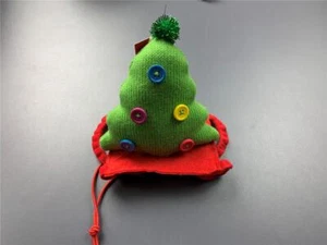 Diadema de árbol de Navidad para perro de vacaciones M/L nueva con etiquetas tejida con botones de colores - Imagen 1 de 2