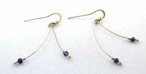 2 Inch 12Kt Goldfilled Sterling Silver Brazilian Amethyst Bead Waterfall Earring - Picture 1 of 2