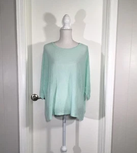 Eileen Fisher Linen Open Weave Semi-Sheer Sweater Bateau Neck Summer Breezy NEW - Picture 1 of 5