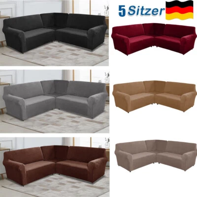 5 Sitzer Stretch Sofabezug Elastische Sofahusse Abdeckung Für L Form Ecksofa Neu - Bild 1 von 4
