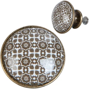 Clayre & Eef 63423 Türknopf Ø 2 cm Braun Weiß Keramik Blumen Rund - Bild 1 von 1