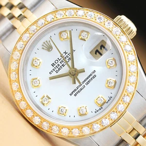 Autentico Donna Rolex Quickset Bicolore 18K Oro Giallo Diamante & Acciaio Watch - Foto 1 di 7