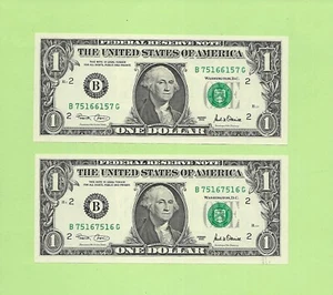 '7516 6157 & 7516 7516' .. MATCHING .. UNCIRC $1 RADAR & REPEATER 2001 & 2001 - Bild 1 von 2