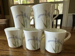 VTG Corelle Corning Ware USA SHADOW IRIS Coffee Tea Cups Mugs Set of 8 EUC - Picture 1 of 5