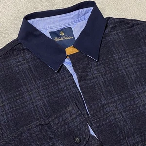Brooks Brothers Shirt Mens Medium Blue Plaid Wool Blend Henley Style Shirt - Picture 1 of 7