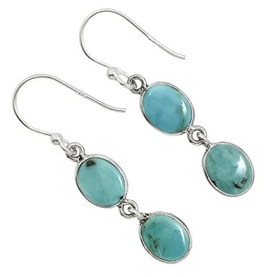 Brincos de prata 925 asteca turquesa natural rara Nevada Mt E-1002 - Imagem 1 de 4