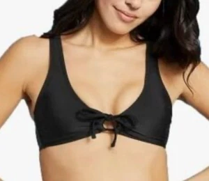 Xhilaration Tie Front Loop Black Padded Bikini Top Size L (8-10) NWT - Picture 1 of 4