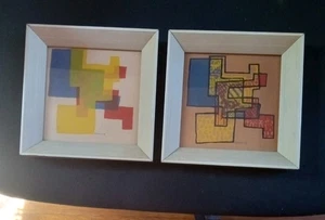 1948 Signed and Framed Myron Kozman Abstract Screen Prints Set of 2 Vintage - Picture 1 of 8
