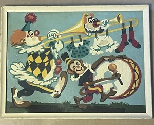 PBN Paint By Number Clown Circus Picture Vintage - Picture 1 of 7