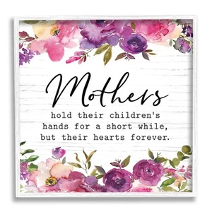 Mothers Hold Their Children's Hearts Forever Quote Flowers Lettered and Lined - Picture 1 of 6