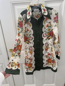 Alemais New Elisabetta Mini Dress  Size 6 Floral Linen Green NO BELT New! Size 6 - Picture 1 of 13