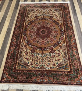 Luxury Medallion Rug 146x226cm  Shiny Artificial Silk Carpet High Knot - Picture 1 of 11