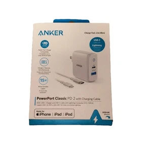 Anker Apple Fast Charge Power Port Classic PD 2 Bianco 3' Cavo di Ricarica 30W - Foto 1 di 2