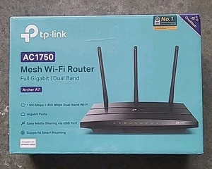 TP-Link Archer A7 AC1750 Wireless Dual-Band Gigabit Router Black SEALED (GSHF2) - Afbeelding 1 van 5