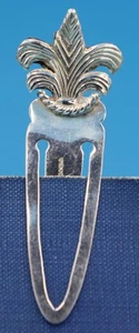 VINTAGE STERLING SILVER BOOKMARK - FLEUR DE LIS - ENGLISH HALLMARKS -  [7 CM} - Bild 1 von 4