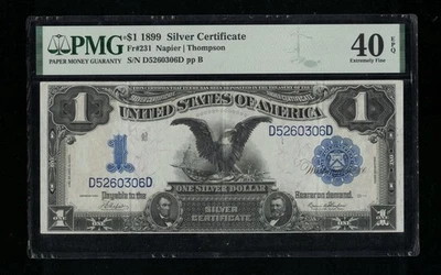 SC 1899 $1 Fr.231 Key Napier|Thompson Sig. Black Eagle Silver Cert. PMG 40 EPQ - Image 1 of 3