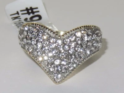Gold wishbone ring ladies pave v shape cz cluster 18kt steel sparkling new 1562 - Image 1 of 3