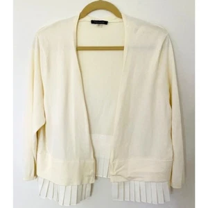 Tommy Hilfiger Elfenbein Spitzenbesatz Cardigan Pullover Langarm vorne offen XL (Fehler) - Bild 1 von 6