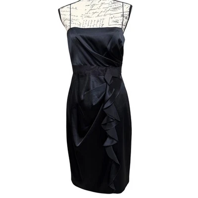 Elie Tahari Silk Little Black Dress Size 8 Strapless Draped Ruffled Skirt NEW - Image 1 of 4