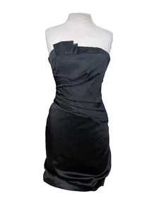 Neu mit Etikett White House Schwarzmarkt Kleid LBD Satin trägerlos Cocktail formeller Abend - Bild 1 von 5
