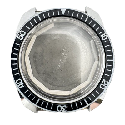 Estuche de reloj pulsera vintage con bisel de buceo base para hombre 37 mm cromado suizo Foto 1 de 3