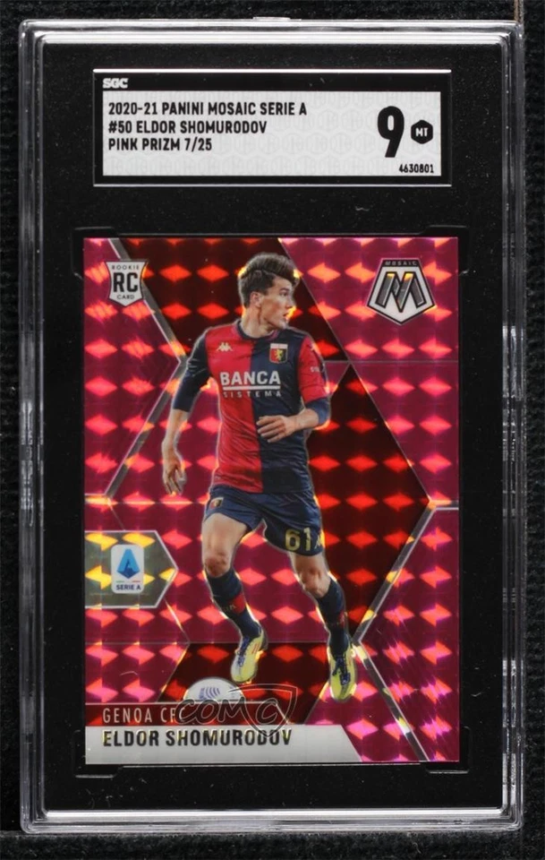 2020 Panini Mosaic Serie A Pink Prizm /25 Eldor Shomurodov SGC 9 MINT Rookie RC - Image 1 of 2
