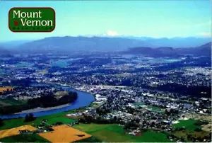 Mount Vernon, WA Washington CITY & SKAGIT RIVER Luftaufnahme 4X6 Postkarte - Bild 1 von 2