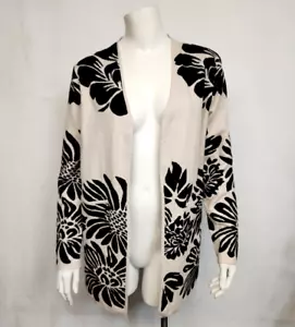 NWT Sioni Women's Size S Floral Winter White & Black Open Cardigan - Picture 1 of 7