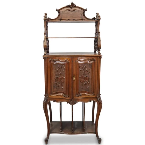 Antique Gally & Bassani Wooden Music Cabinet Cover