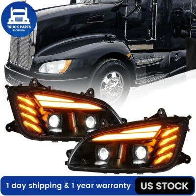 Full LED Headlights Headlamp Assembly Pair For Kenworth T660 T170 T270 2008-2019 Foto 1 de 4