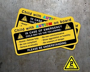 Child with Autism on Board Sticker Car Safety Bumper Decal 2-Pack - Picture 1 of 3