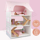 Wooden Diy Dolls Doll House 3 Level Kids Pretend Play Toys Full Furniture Set Ph