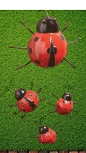 Set Of4 Metal Garden Decor patio Ladybug Planter Weather Resistant Waterproof - Picture 1 of 12